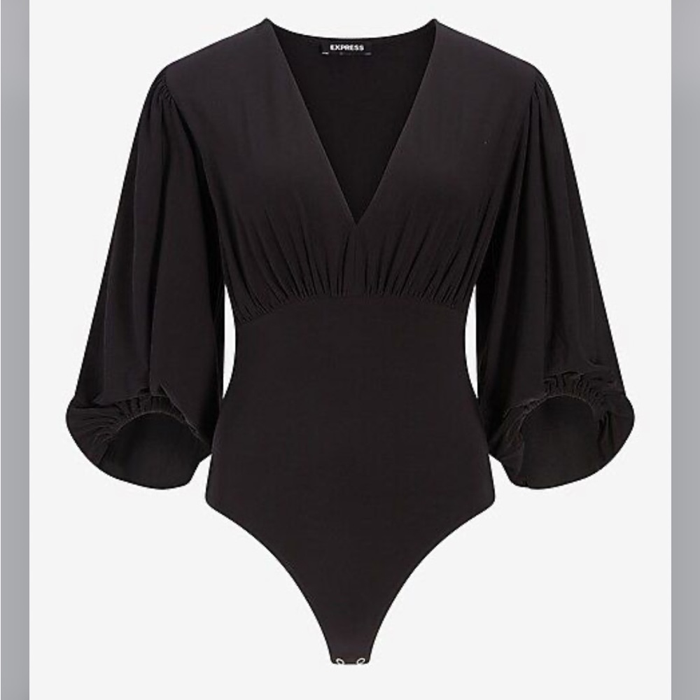 Express 		
DEEP V-NECK BALLOON SLEEVE THONG BODYSUIT 🖤SOLD🖤
